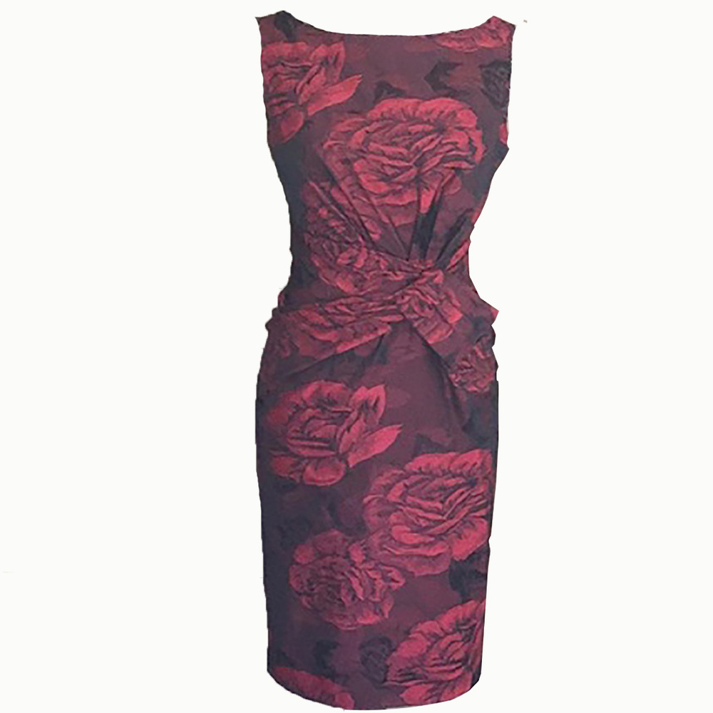 Jones Wear  Rose Print Ruched Dress  Size 8